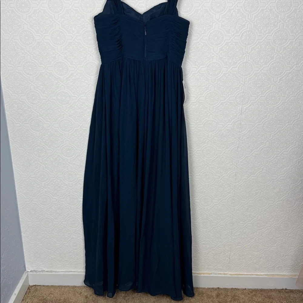 Azazie Zapheira Dark Navy Bridesmaid Dress US 10 A10 Chiffon Maxi Gown - Picture 12 of 13